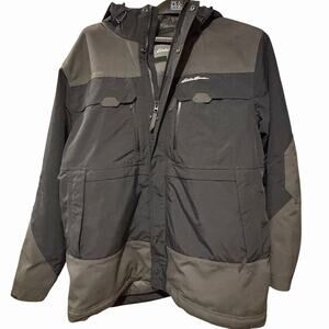 Eddie Bauer Storm Ops Parka Mens XXL Black Gray Primaloft Waterproof Weatheredge